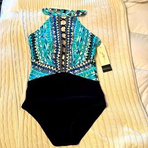 Profile by Gottex Women's Buena Vista High Neck One Piece Swimsuit NWT